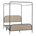 thumbnail image 1 of Pemberly Row Industrial Bent Mid-Century Metal Queen Size Canopy Bed in Oak, 1 of 16