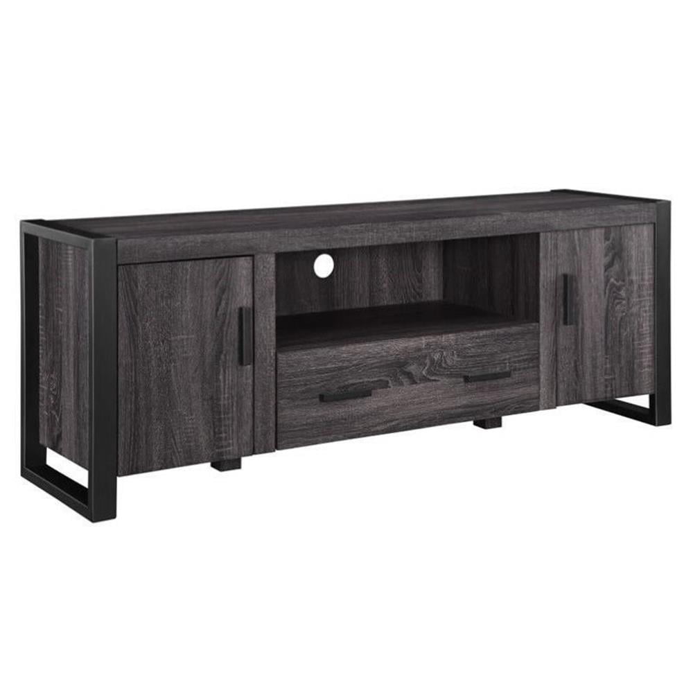 Gray Charcoal 60" Industrial Wood TV Stand with Cabinets