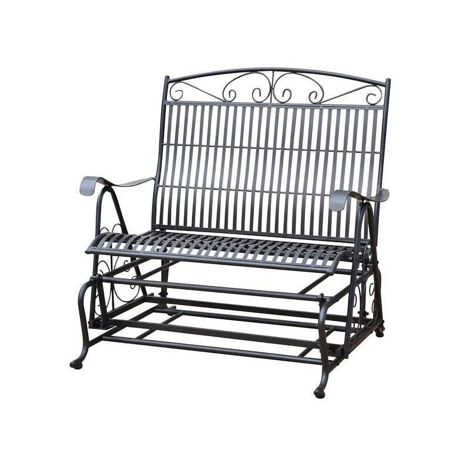 Pemberly Row Iron Patio Glider Loveseat in Black