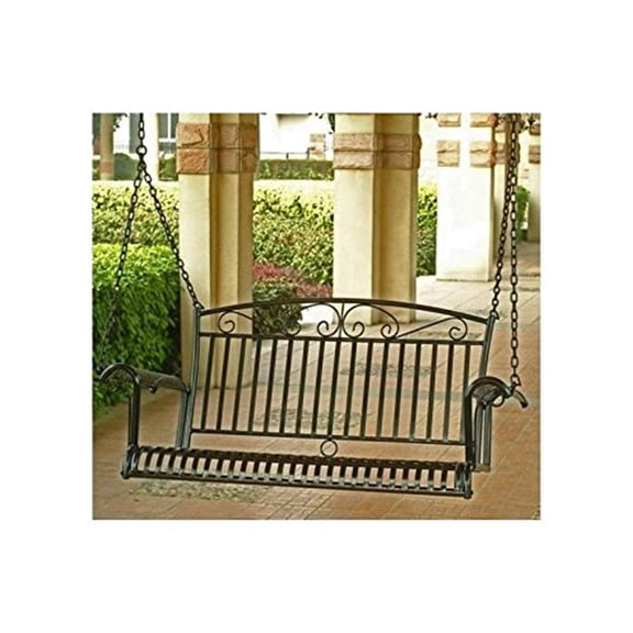 Pemberley Row Iron Black Porch Swing Unassembled