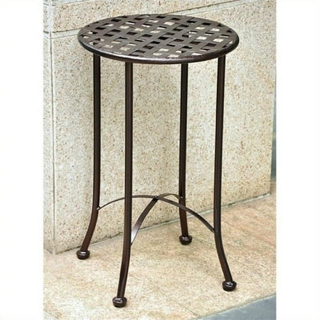 Pemberly Row Iron Patio Side Table in Bronze