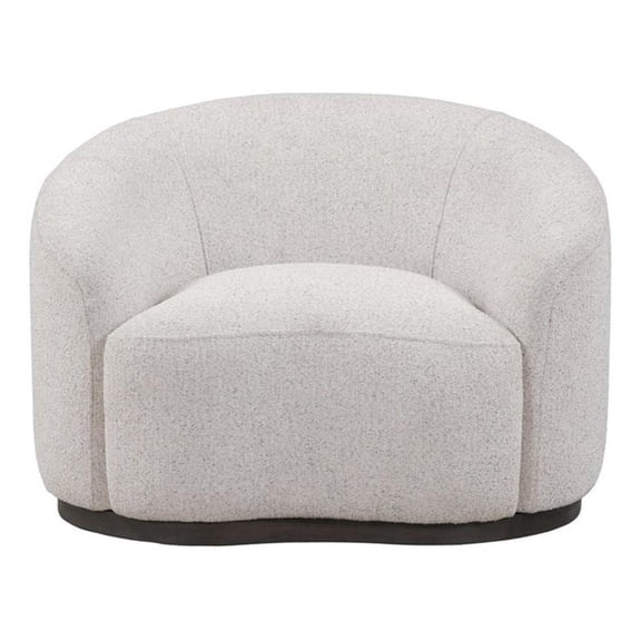Pemberly Row Ivory Boucle Fabric Upholstered Swivel Accent Chair