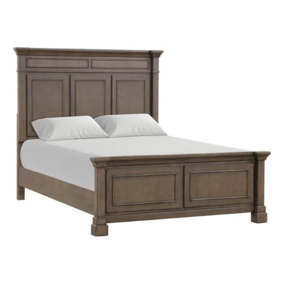 Pemberly Row King Bed in Dark Walnut with Classic Panel Moldings and Pine Frame