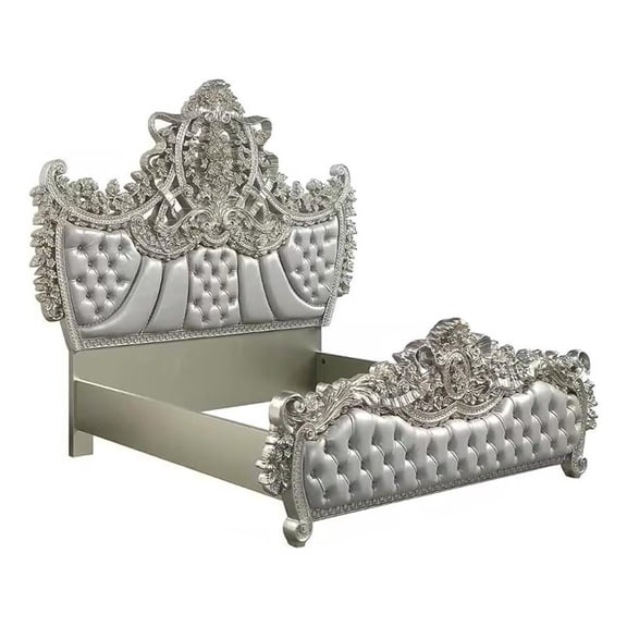 Pemberly Row King Bed with Victorian Carved Headboard in Champagne Gold