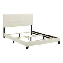 Pemberly Row King Contemporary Performance Velvet Bed in Ivory