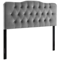 Pemberly Row King Diamond Tufted Performance Velvet Headboard in Gray