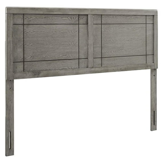 Pemberly Row King Modern Rubberwood and MDF Headboard in Gray