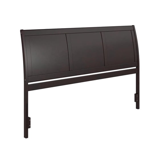 Pemberly Row Contemporary King Sleigh Wood Headboard in Espresso