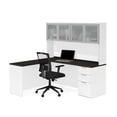 thumbnail image 1 of Pemberly Row L Desk with 4 Door Hutch in White and Deep Gray, 1 of 3