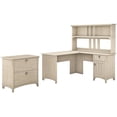 thumbnail image 1 of Pemberly Row L Desk with Hutch & File Cabinet in Antique White - Engineered Wood, 1 of 7