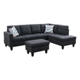 thumbnail image 1 of Pemberly Row L Shaped Black Gray Couch with Ottoman(Pillows Included) Microfiber, 1 of 12