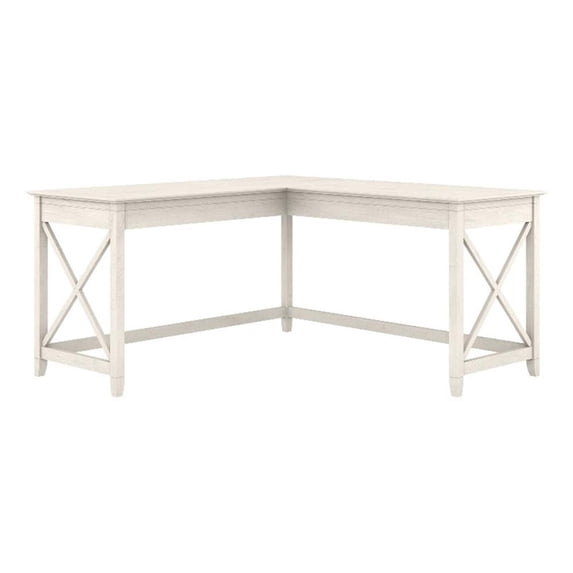 Pemberly Row L Shaped Contemporary Engineered Wood Desk in White