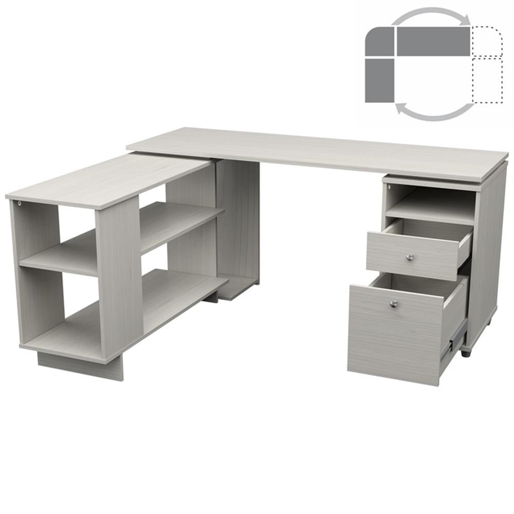 Pemberly Row L-Shaped Engineered Wood Reversible Computer Desk in ...