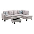 thumbnail image 1 of Pemberly Row L Shaped Gray Couch w/ Storage Ottoman(Pillows Included) Microfiber, 1 of 8