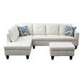 thumbnail image 1 of Pemberly Row L Shaped White Couch with Ottoman(Pillows Included) Microfiber, 1 of 7
