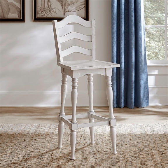 Pemberly Row Arched Ladderback Swivel Bar Stool Set of 2 in White