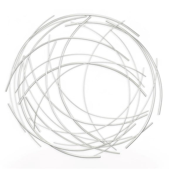 Pemberly Row Large Abstract Round Textured Metal Wall Art in Silver