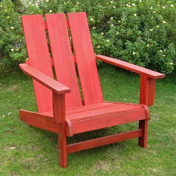 Pemberly Row Large Adirondack Patio Chair in Red