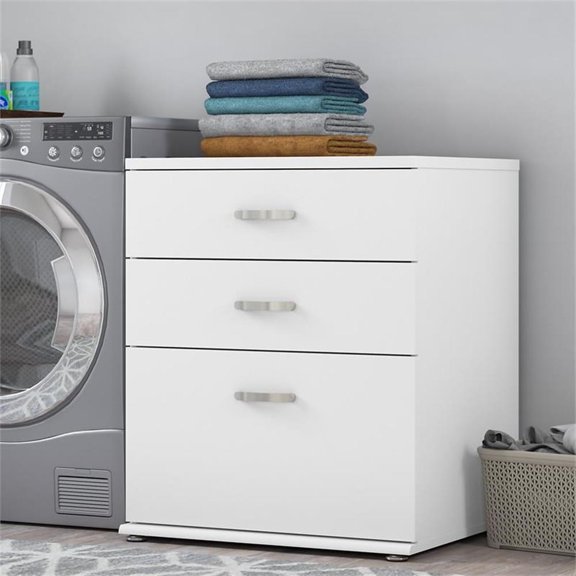 Pemberley Row Engineered Wood White Laundry Room Storage Cabinet Rectangular 28.35"W x 24.69"D x 33.98"H Assembled