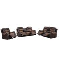 thumbnail image 1 of Pemberly Row Leather Modern Living Room Manual Reclining Sofa Set in Brown, 1 of 8