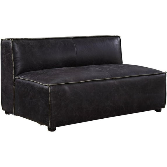 Pemberly Row Leather Upholstered Modular Armless Loveseat Antique Slate