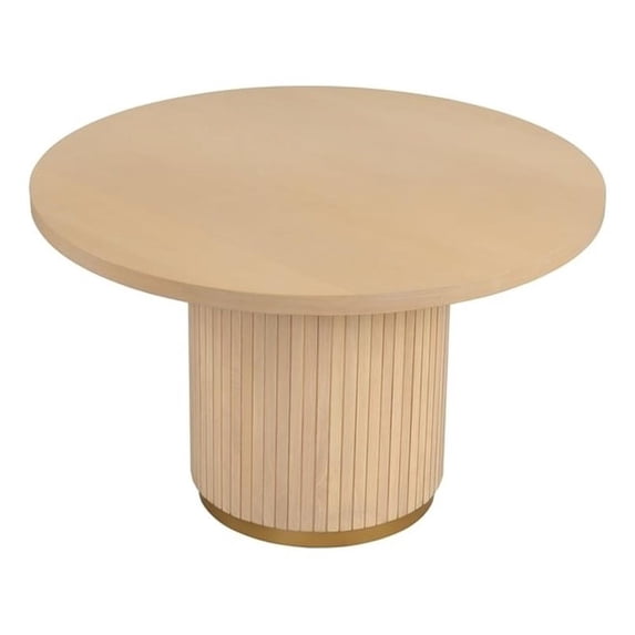 Pemberly Row Light Brown Oak Wood Pedestal Dining Table (Seats 4)
