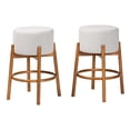 thumbnail image 1 of Pemberly Row Light Gray Fabric and Brown Wood 2-Piece Bar Stool Set, 1 of 7
