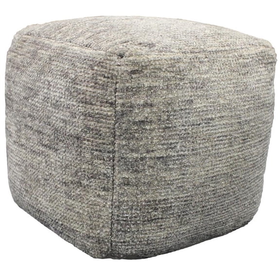 Pemberly Row Lightweight Upholstered Pouf Ottoman in Gray Fabric
