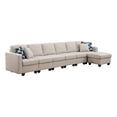 thumbnail image 1 of Pemberly Row Linen Blend Reversible Modular Sofa & Couch With Ottoman-Beige, 1 of 7