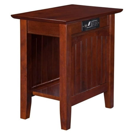 Pemberly Row Living Room, Bedroom Solid Hardwood Charger Chair Side End Table in Walnut, 22"D x 14"W x 22"H