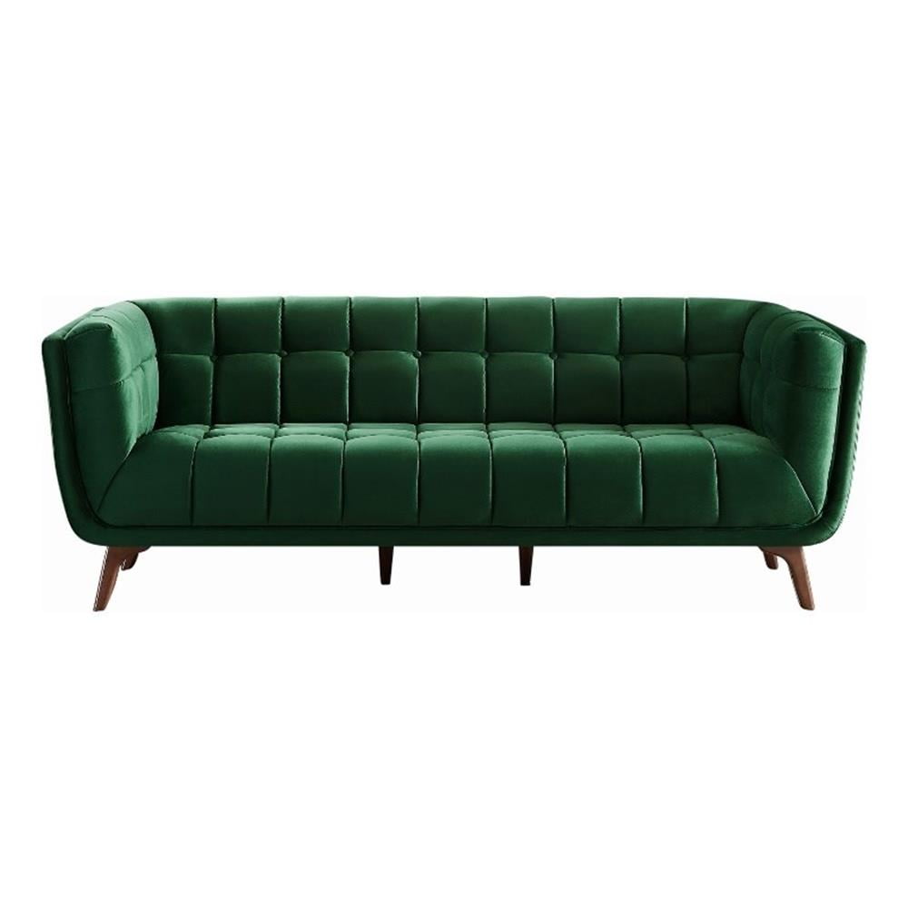 Pemberly Row Living Room Rectangular Tufted Back Velvet Sofa - Dark Green
