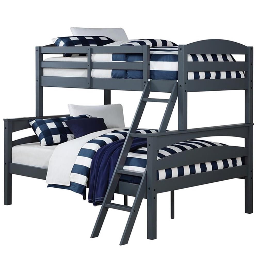 Pemberly Row Living Traditional Wood Twin Over Full Bunk Bed in Gray ...