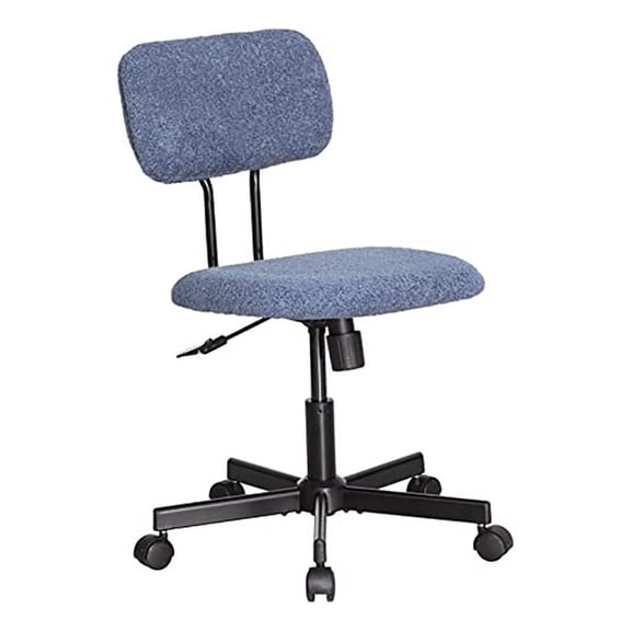 Pemberly Row Low Back Velvet Fabric Armless Home Office Computer Chair in Blue