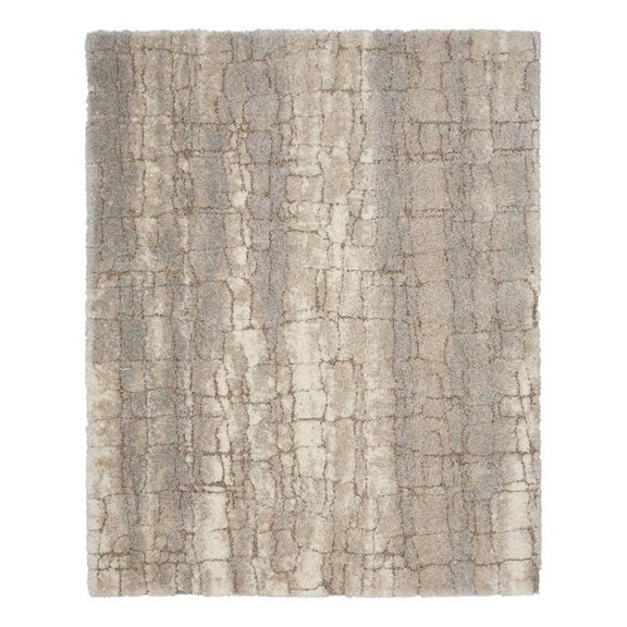 Pemberly Row Luxurious Shag 6'7" x 9'2" Ivory Beige &amp; Contemporary Indoor Rug