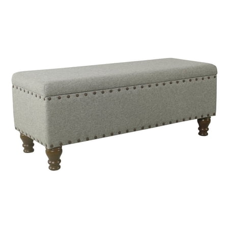 Pemberly Row Luxury 46" Traditional Fabric Storage Bench in Gray