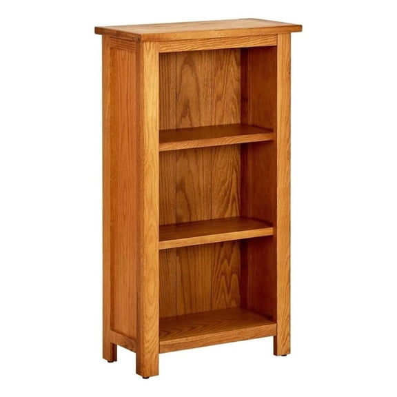 Pemberly Row MDF Natural Solid Oak Wood Medium Bookcase in Brown
