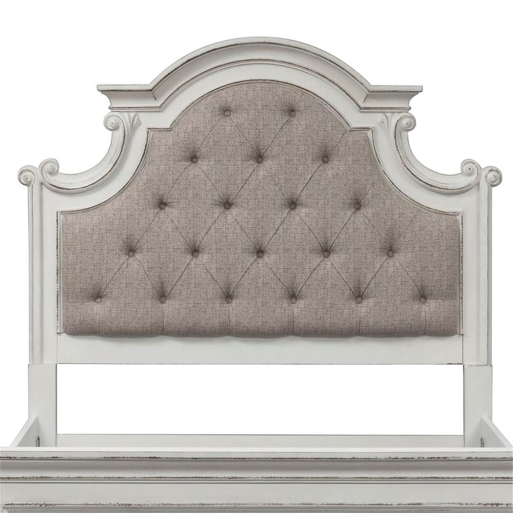 Pemberly Row Magnolia Manor White King Uph Panel Headboard - Engineered ...