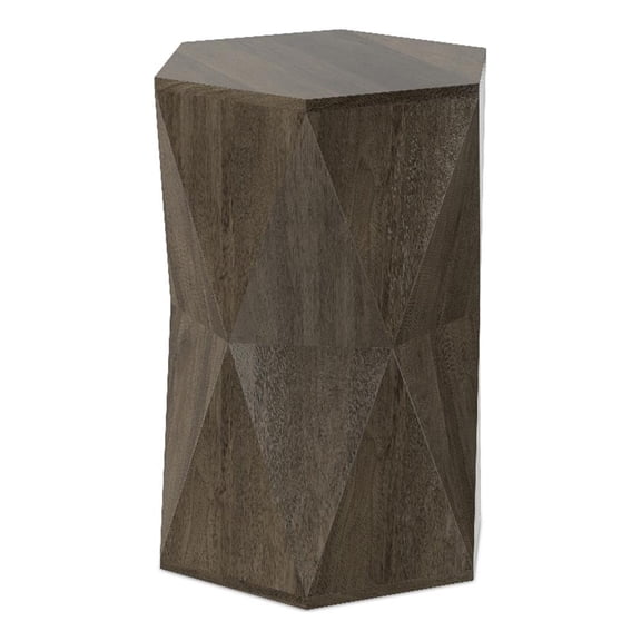 Pemberly Row Mango Wood Polygon Side Table in Ash Grey