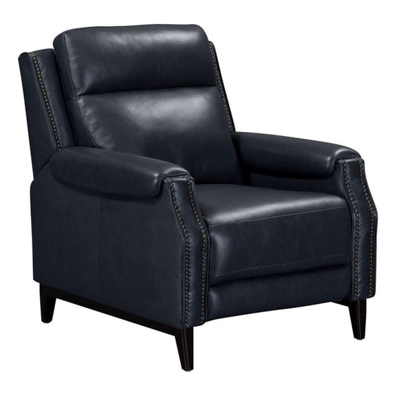 Pemberly Row Manual Pushback Recliner Chair in York Navy Leather