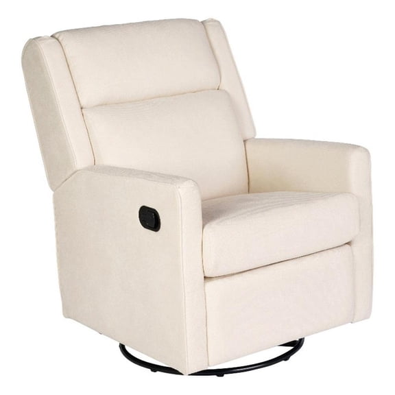 Pemberly Row Manual Rocking Recliner with 360 Swivel and Glide in Cream