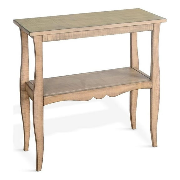Pemberly Row Marina Oak Beach Pebble Solid Wood and Veneers Side Table