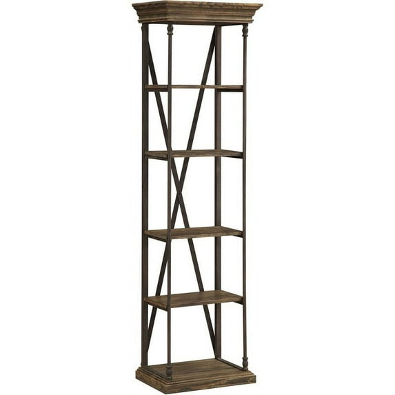Pemberly Row Medium Brown Single Etagere with Crown Molded Top