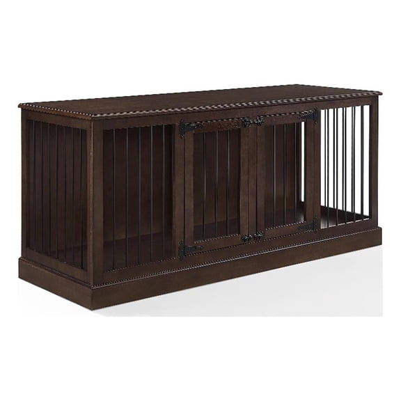 Pemberley Row MDF Dark Brown Credenza Pet Crate Rectangular 30.13"H x 64.5"W x 24"D Unassembled