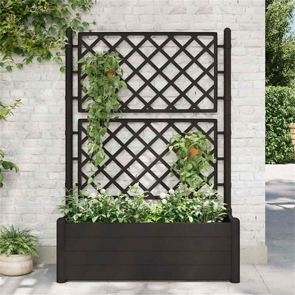 Pemberly Row Medium Polypropylene Garden Planter in Anthracite