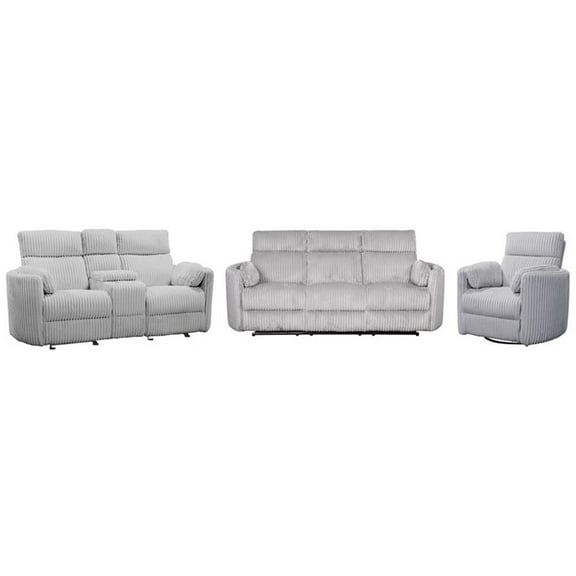 Pemberly Row Mega Gray Power Glider Reclining Sofa & Loveseat & Recliner