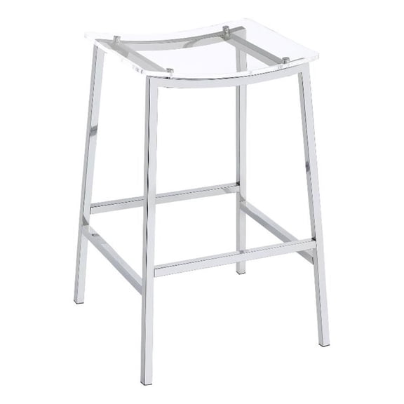 Pemberly Row Metal Acrylic Backless Bar Stools Clear and Chrome (Set of 2)