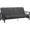 thumbnail image 1 of Pemberly Row Metal Arm Futon Full Black Frame with 6" Gray Microfiber Mattress, 1 of 7