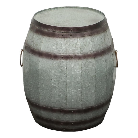 Pemberly Row Metal Barrel Drum Shape Storage Table with Removable Lid