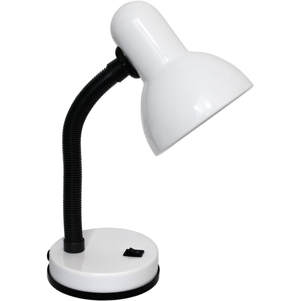 Pemberly Row Metal Basic Flexible Neck Desk Lamp in White with White ...