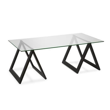 Pemberly Row Metal Black and Bronze Sawhorse legged Coffee Table